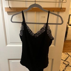 Black lace detailed bodysuit.